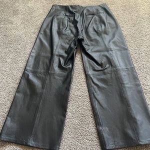 Vince high rise flared lamb leather pants black